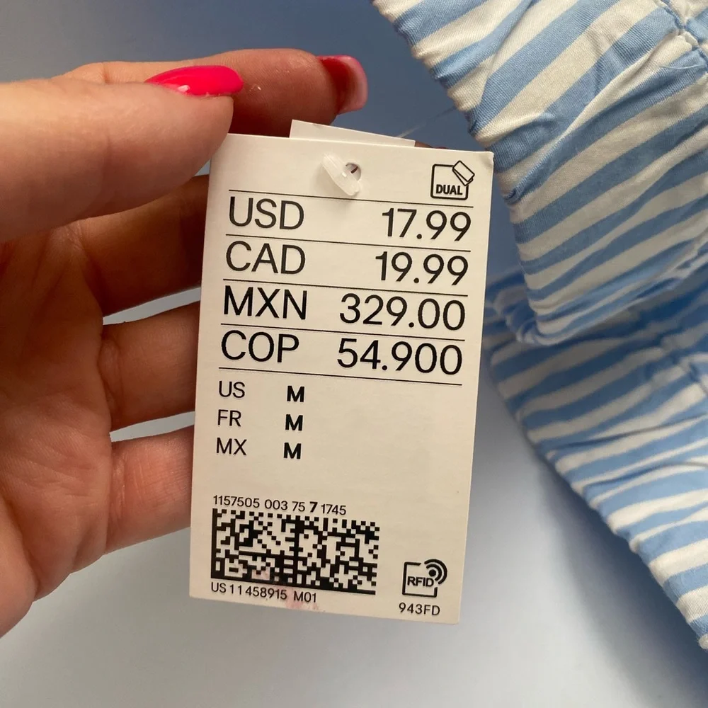 H&M Blue & White Striped Pull On Shorts Size M - Picture 2 of 2